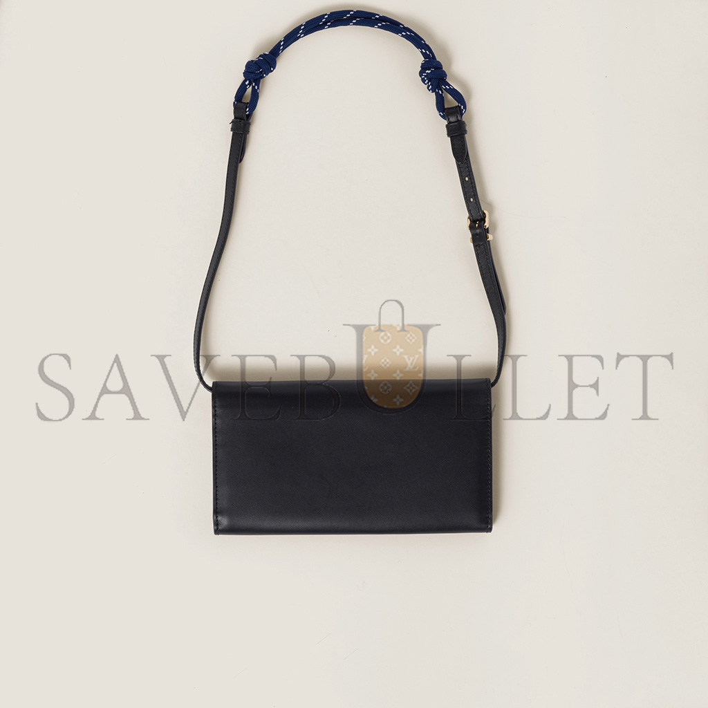 M1v M1v leather wallet with leather and cord shoulder strap 5mt025 (19*9.5*2cm)